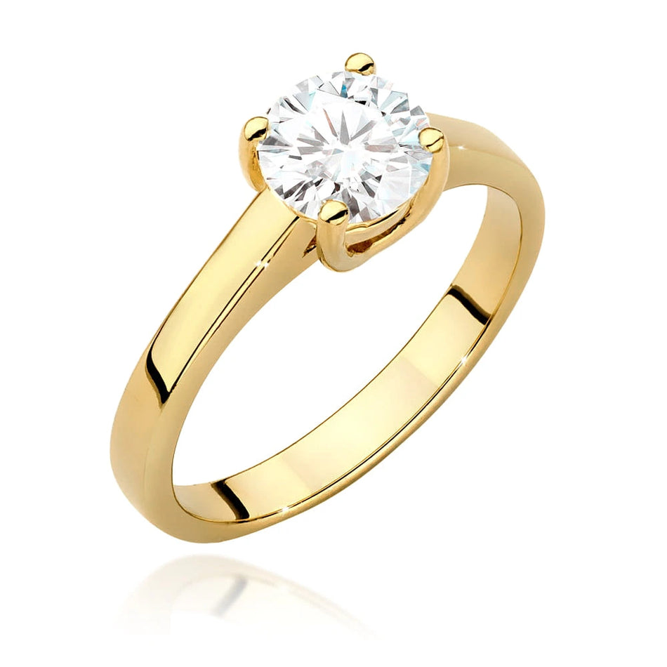Prsteň zo žltého zlata s lab-grown diamantom 1,00 ct Round/Brilliant