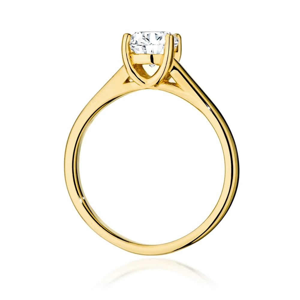 Prsteň zo žltého zlata s lab-grown diamantom Round/Brilliant 1,00 ct