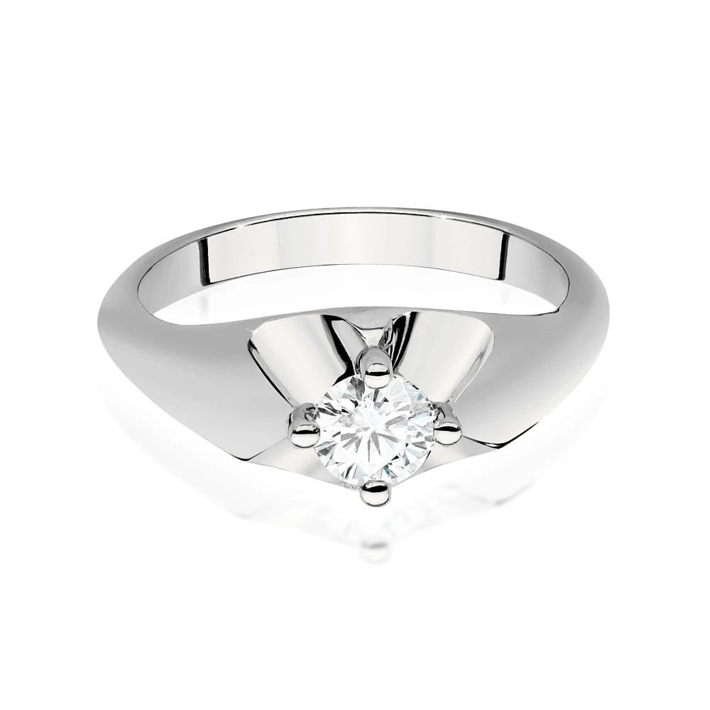 Prsteň z bieleho zlata s lab-grown diamantom Round/Brilliant s hmotnosťou 0,40 ct