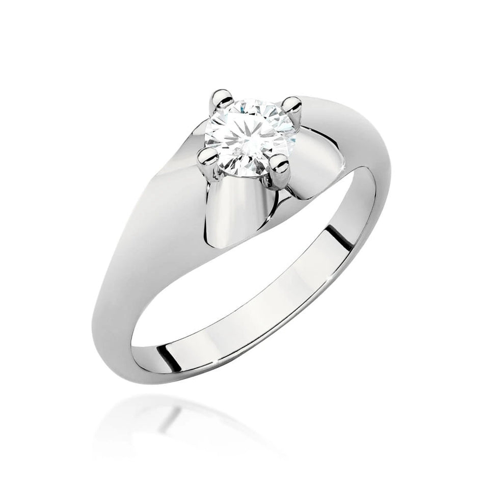 Prsteň z bieleho zlata s lab-grown diamantom Round/Brilliant s hmotnosťou 0,50 ct