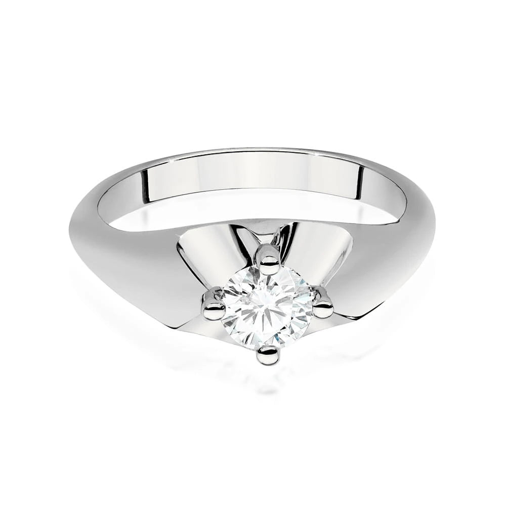 Prsteň z bieleho zlata s lab-grown diamantom Round/Brilliant s hmotnosťou 0,50 ct