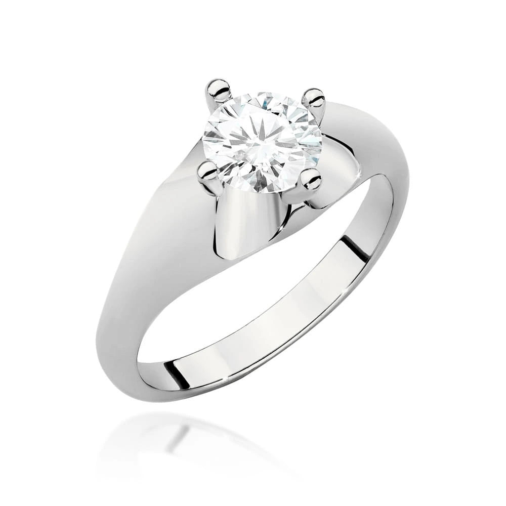 Solitérny prsteň zo 14K bieleho zlata s diamantom Round/Brilliant 0,30 ct v štyroch krapniach