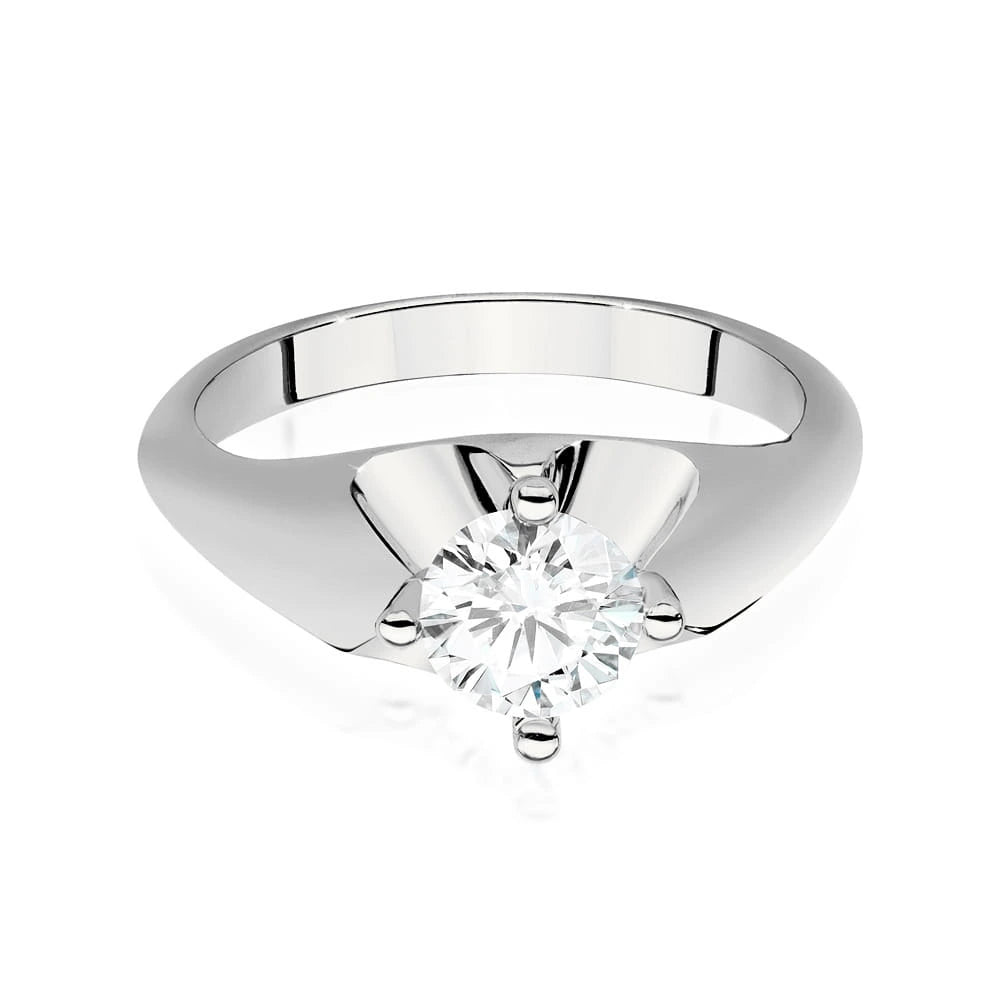 Solitérny prsteň zo 14K bieleho zlata s diamantom Round/Brilliant 0,30 ct v štyroch krapniach