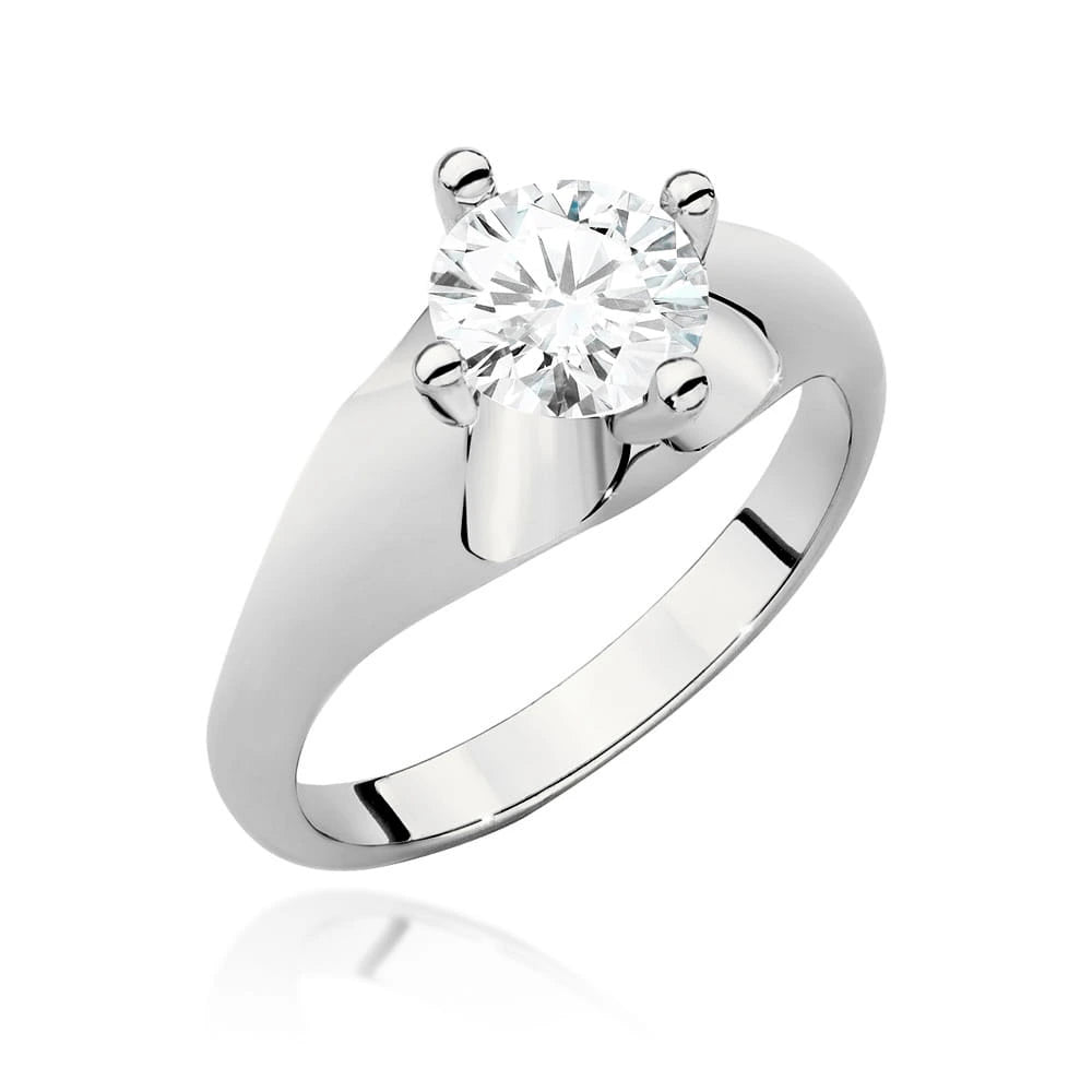 Prsteň z bieleho zlata s lab-grown diamantom Round/Brilliant s hmotnosťou 1,00 ct