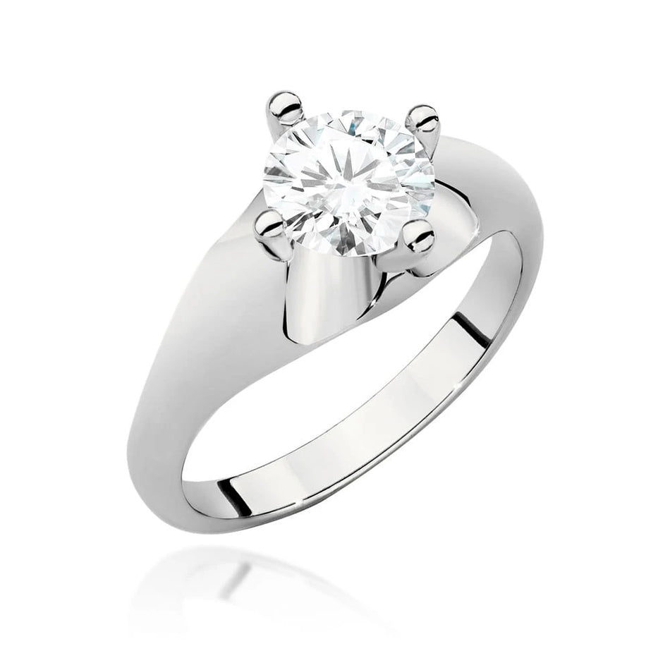 Prsteň z bieleho zlata s lab-grown diamantom Round/Brilliant s hmotnosťou 1,00 ct