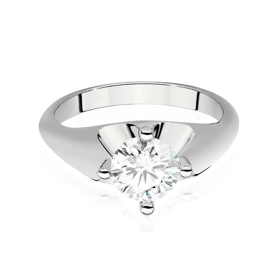 Prsteň z bieleho zlata s lab-grown diamantom Round/Brilliant s hmotnosťou 1,00 ct