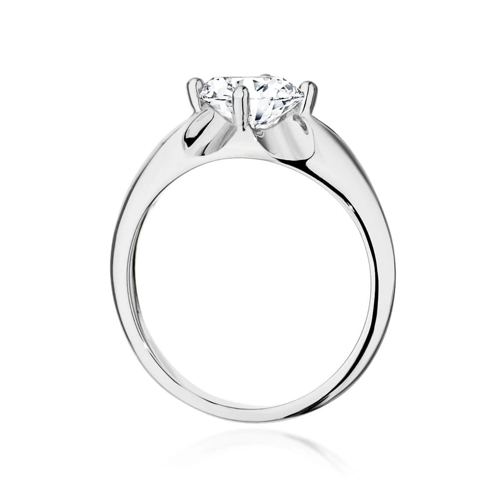 Prsteň z bieleho zlata s lab-grown diamantom Round/Brilliant s hmotnosťou 1,00 ct