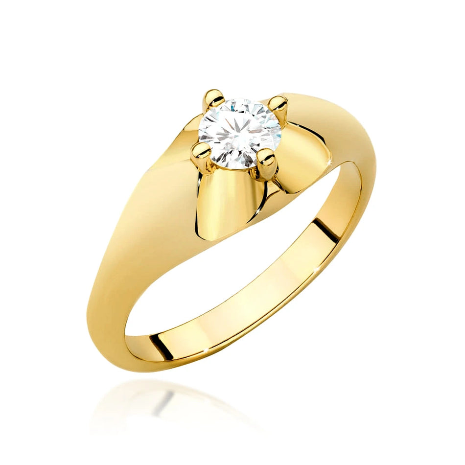 Prsteň zo žltého zlata s lab-grown diamantom Round/Brilliant s hmotnosťou 0,40 ct