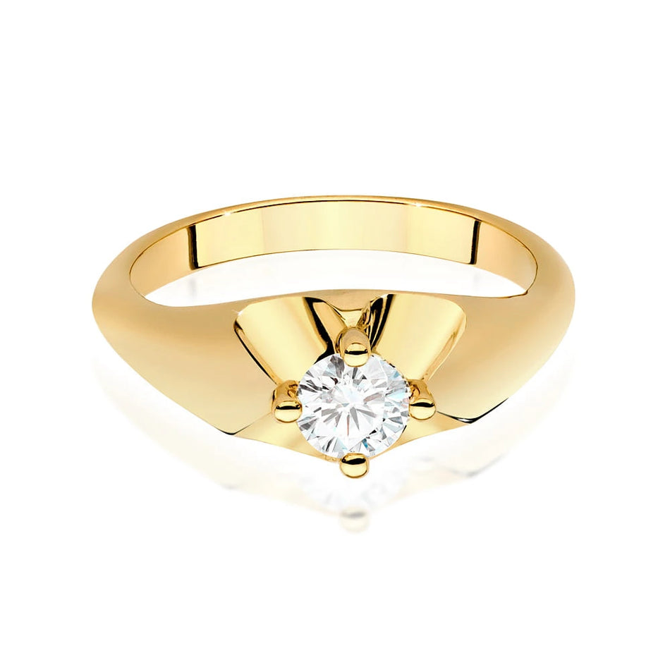 Prsteň zo žltého zlata s lab-grown diamantom Round/Brilliant s hmotnosťou 0,40 ct