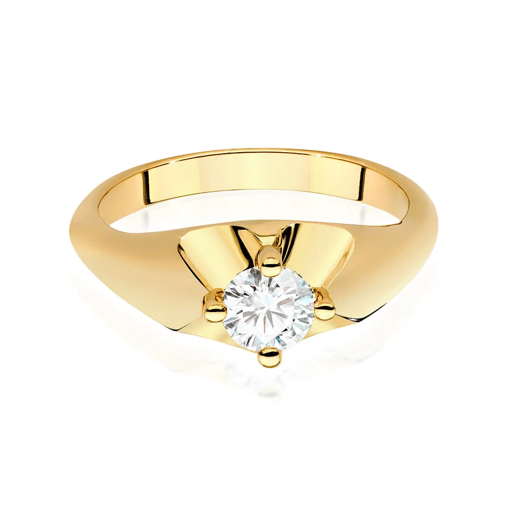 Prsteň zo žltého zlata s lab-grown diamantom Round/Brilliant s hmotnosťou 0,50 ct