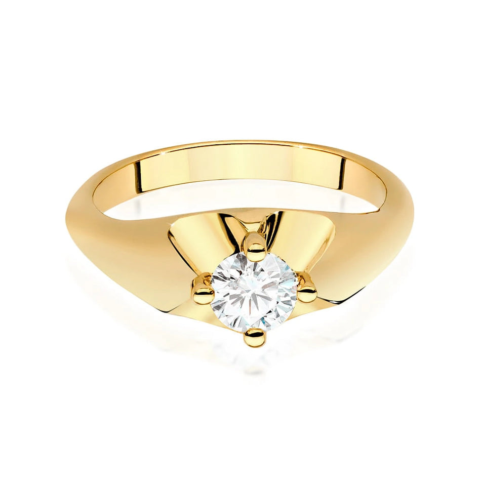Prsteň zo žltého zlata s lab-grown diamantom Round/Brilliant s hmotnosťou 0,50 ct