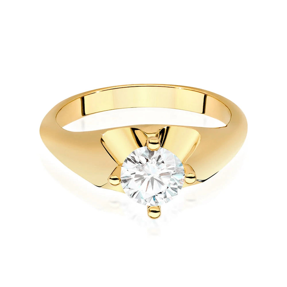 Prsteň zo žltého zlata s lab-grown diamantom Round/Brilliant s hmotnosťou 0,70 ct
