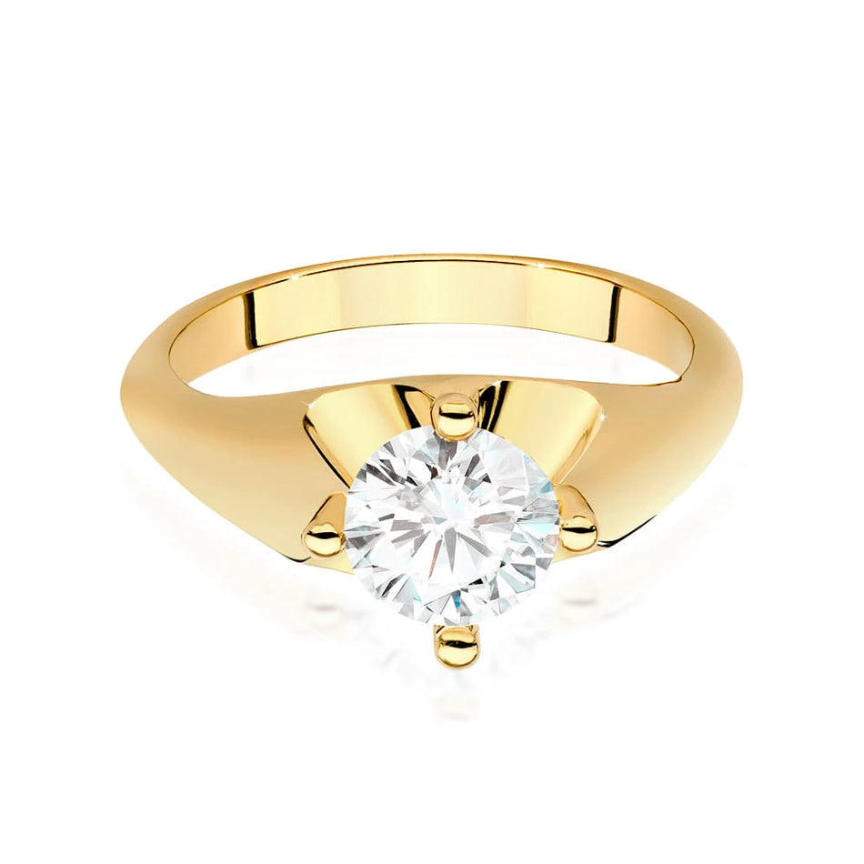 Yellow Gold Ring with Round 1,00ct Lab-grown Diamond