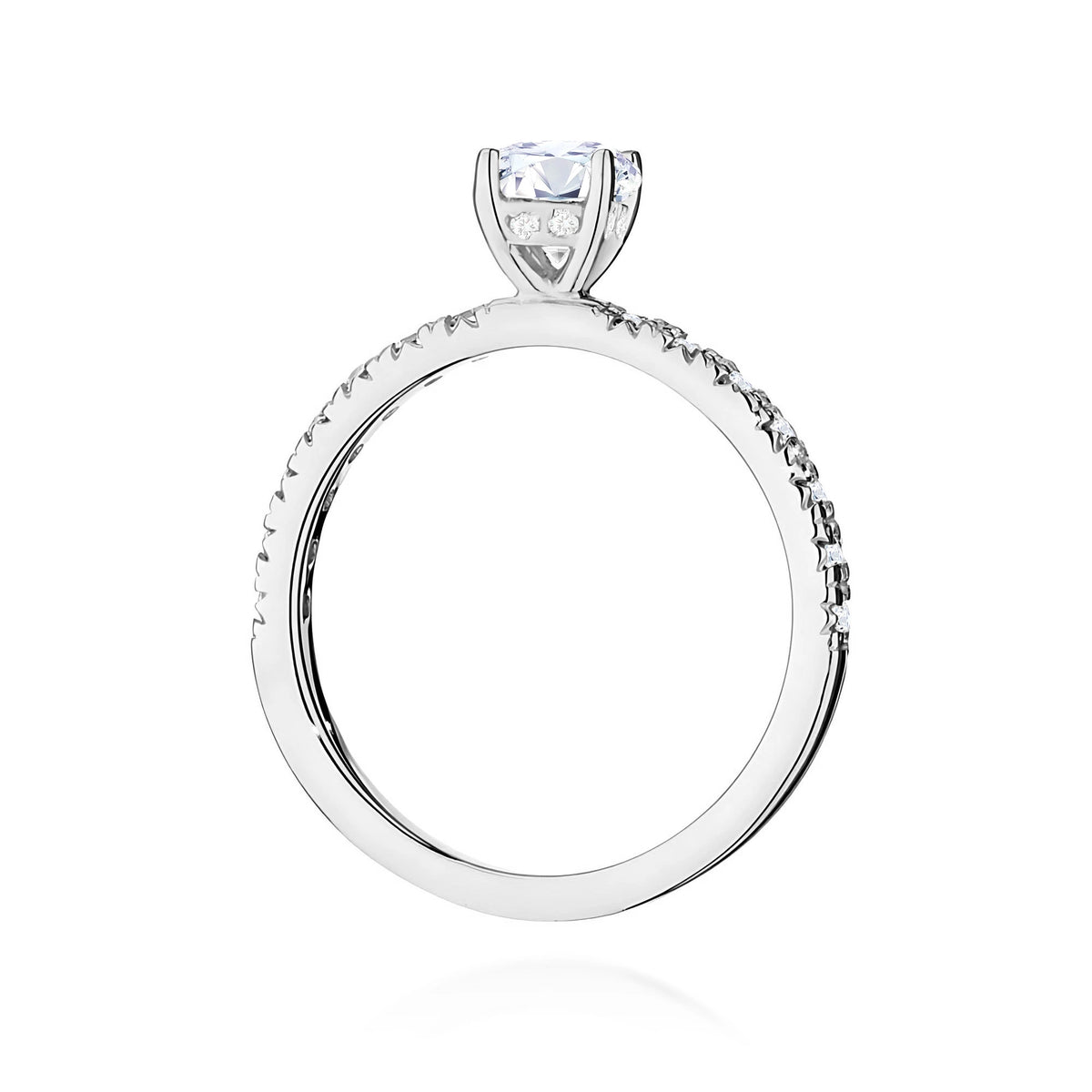 Prsteň z bieleho zlata – lab-grown diamant 0,40 ct, Round/Brilliant, doplnený 8 × 0,005 ct + 14 × 0,0145 ct lab-grown diamantmi