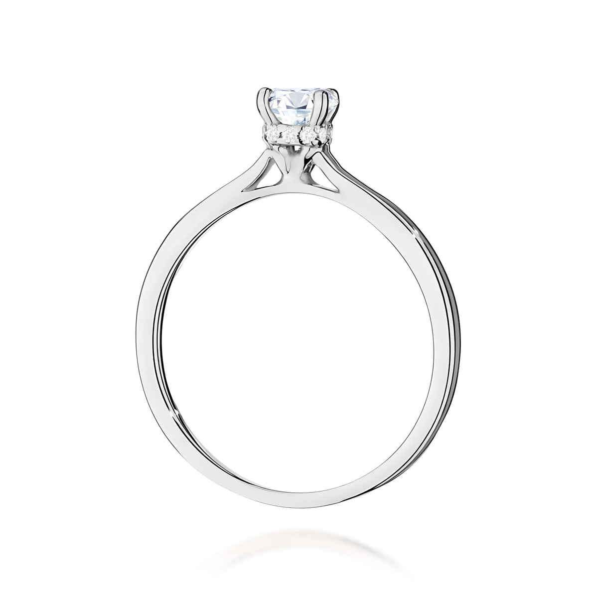 Prsteň z bieleho zlata – lab-grown diamant Round/Brilliant s hmotnosťou 0,40 ct, doplnený 12 × 0,005 ct lab-grown diamantmi