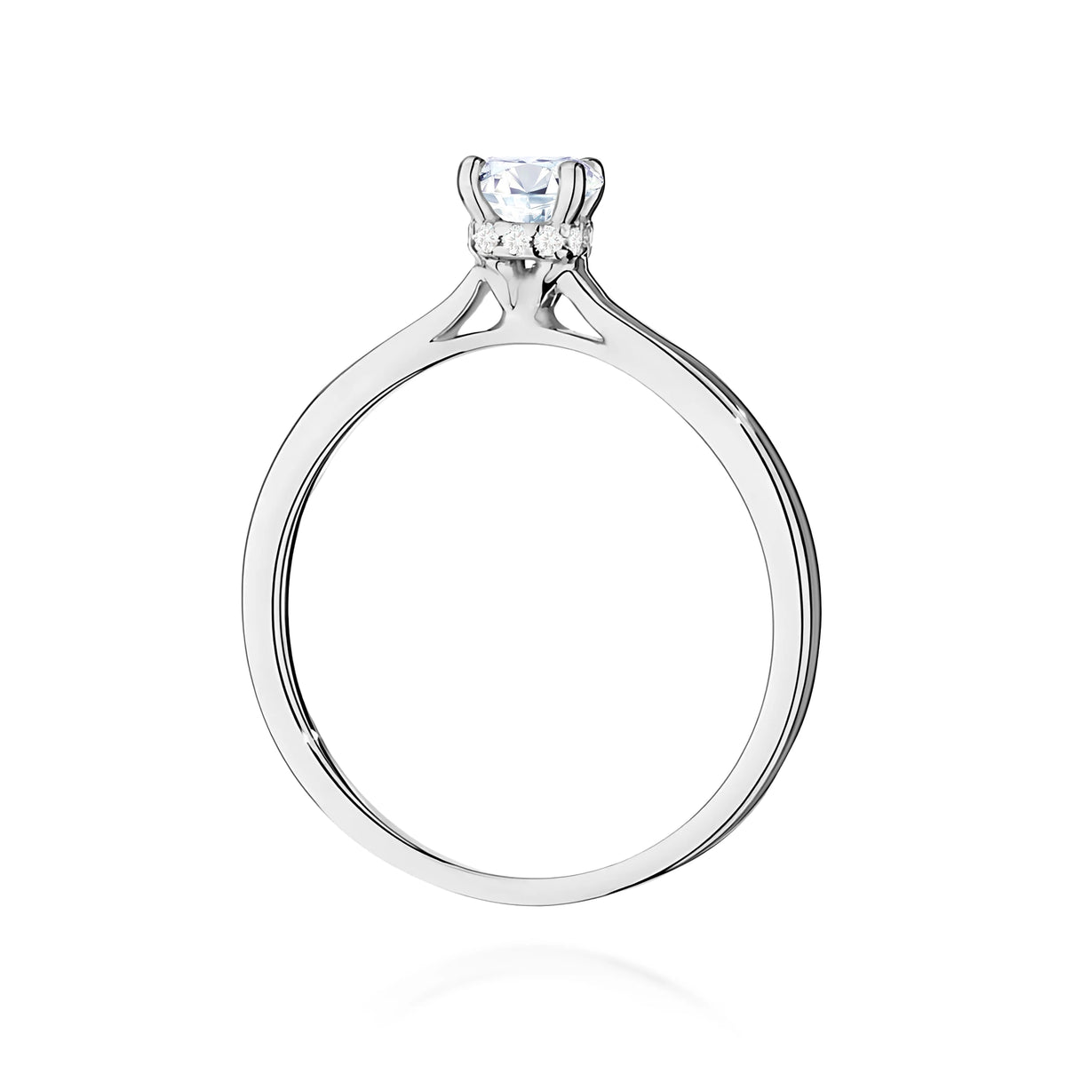 Prsteň z bieleho zlata – lab-grown diamant Round/Brilliant s hmotnosťou 0,50 ct, doplnený 12 × 0,005 ct lab-grown diamantmi