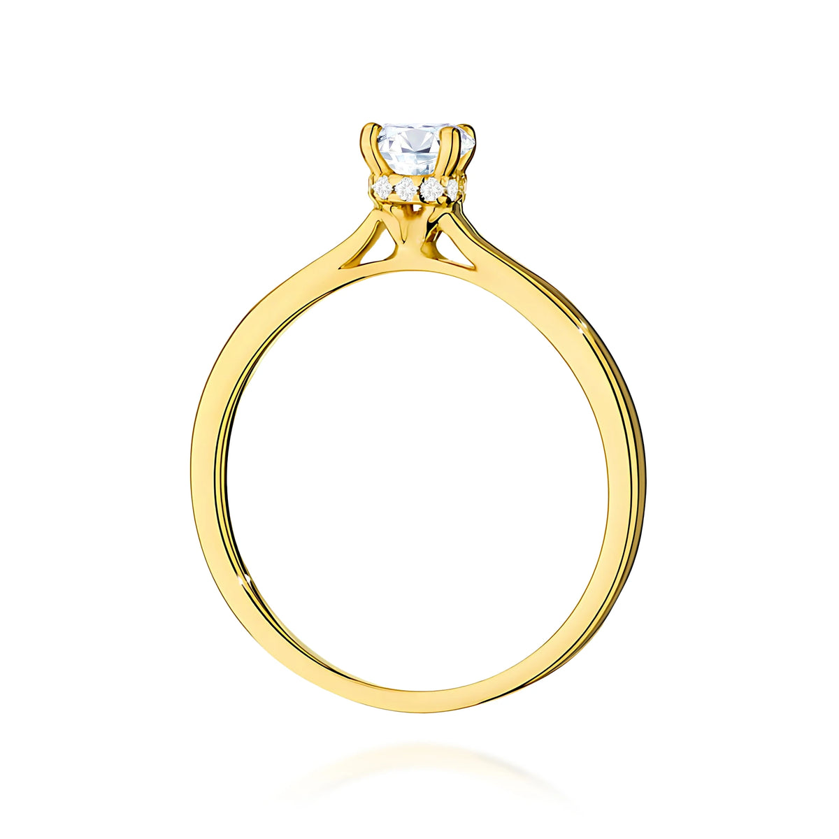 Prsteň zo žltého zlata – lab-grown diamant Round/Brilliant s hmotnosťou 0,40 ct, doplnený 12 × 0,005 ct lab-grown diamantmi