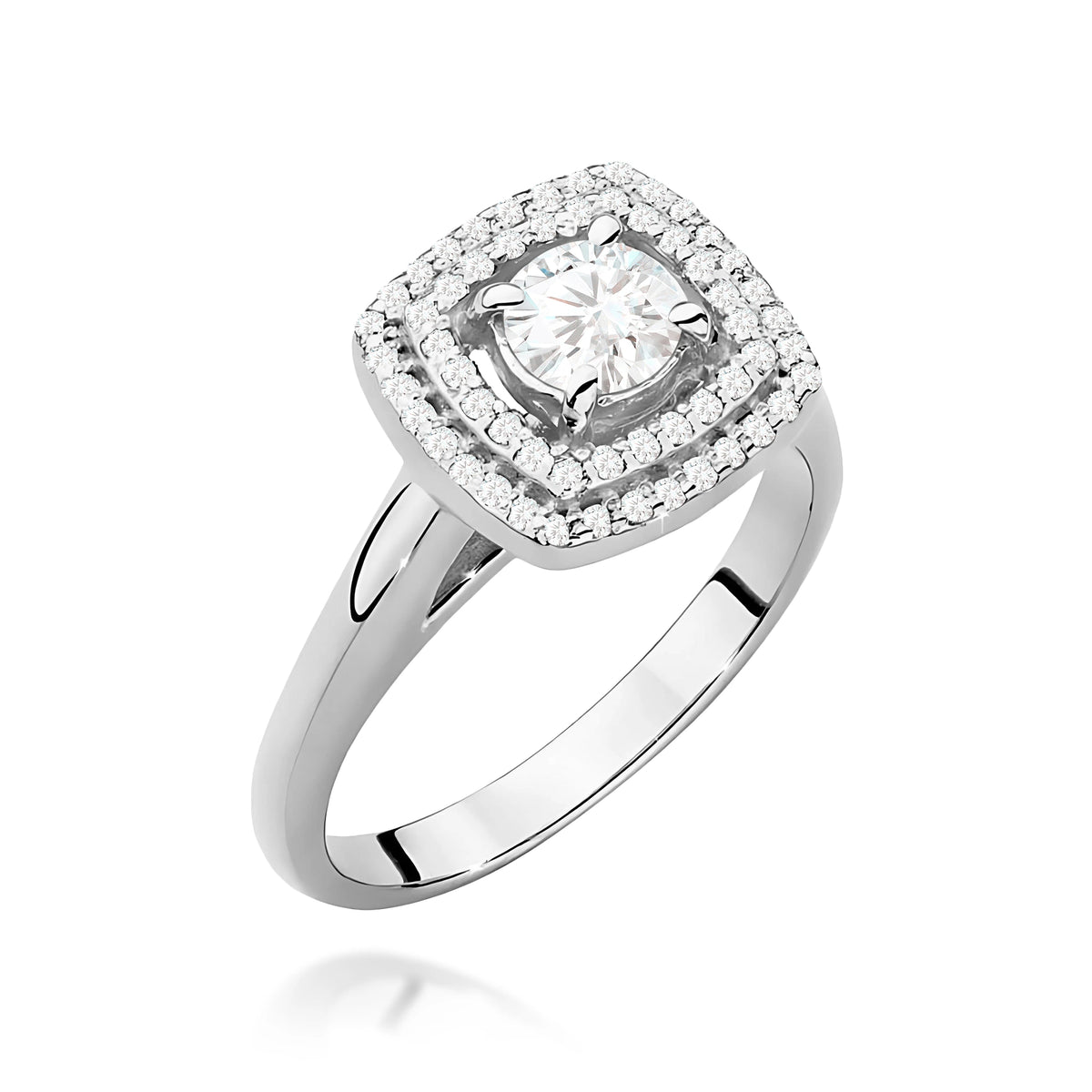 Prsteň zo žltého zlata s lab-grown diamantom Round/Brilliant 0,70 ct a 26 lab-grown diamantmi po 0,0145 ct