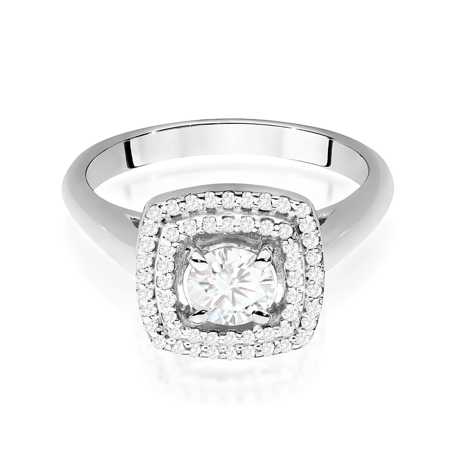 Prsteň z bieleho zlata s lab-grown diamantom 0,40 ct Round/Brilliant a 56 × 0,005 ct lab-grown diamantmi