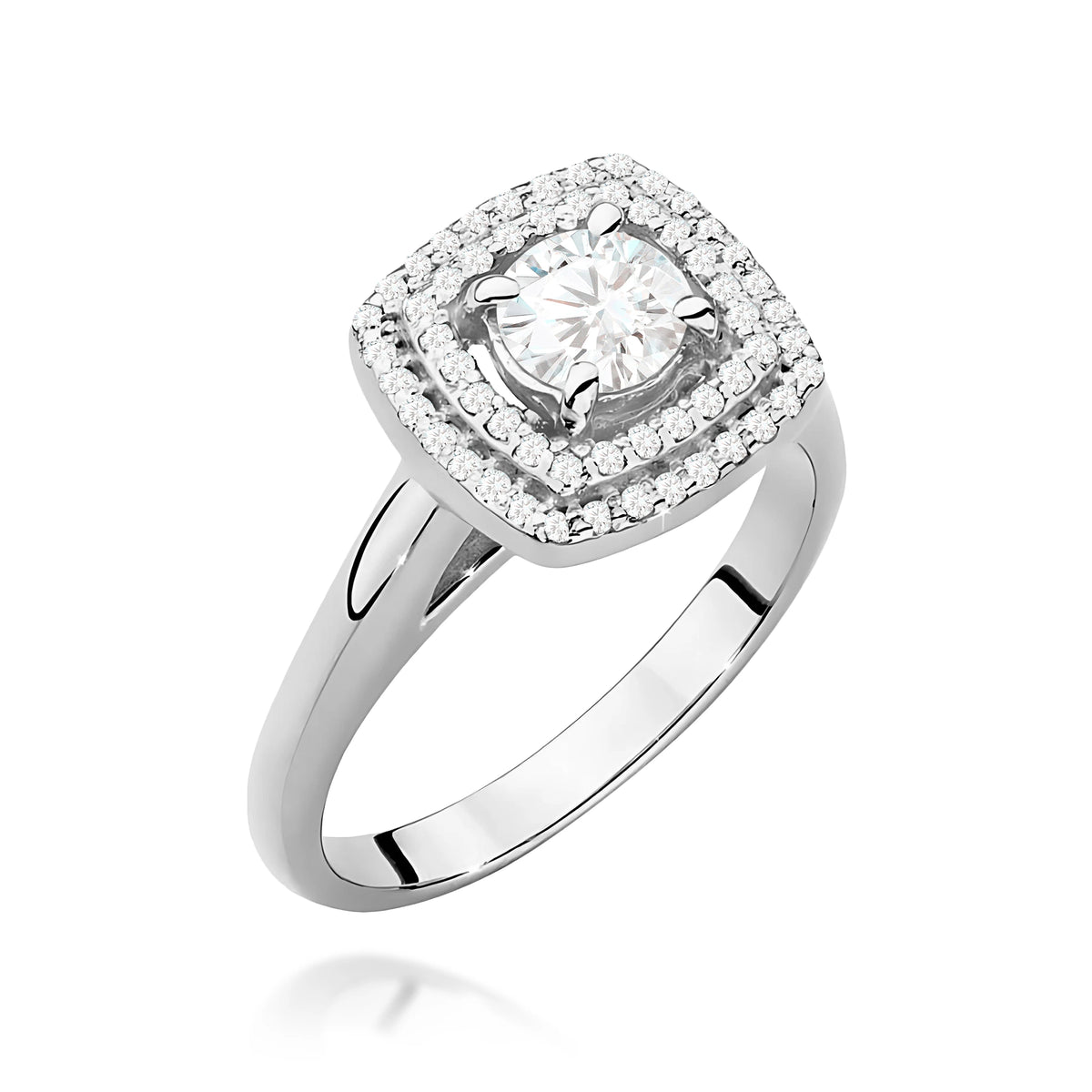 Prsteň z bieleho zlata s lab-grown diamantom 0,50 ct Round/Brilliant a 56 × 0,005 ct lab-grown diamantmi
