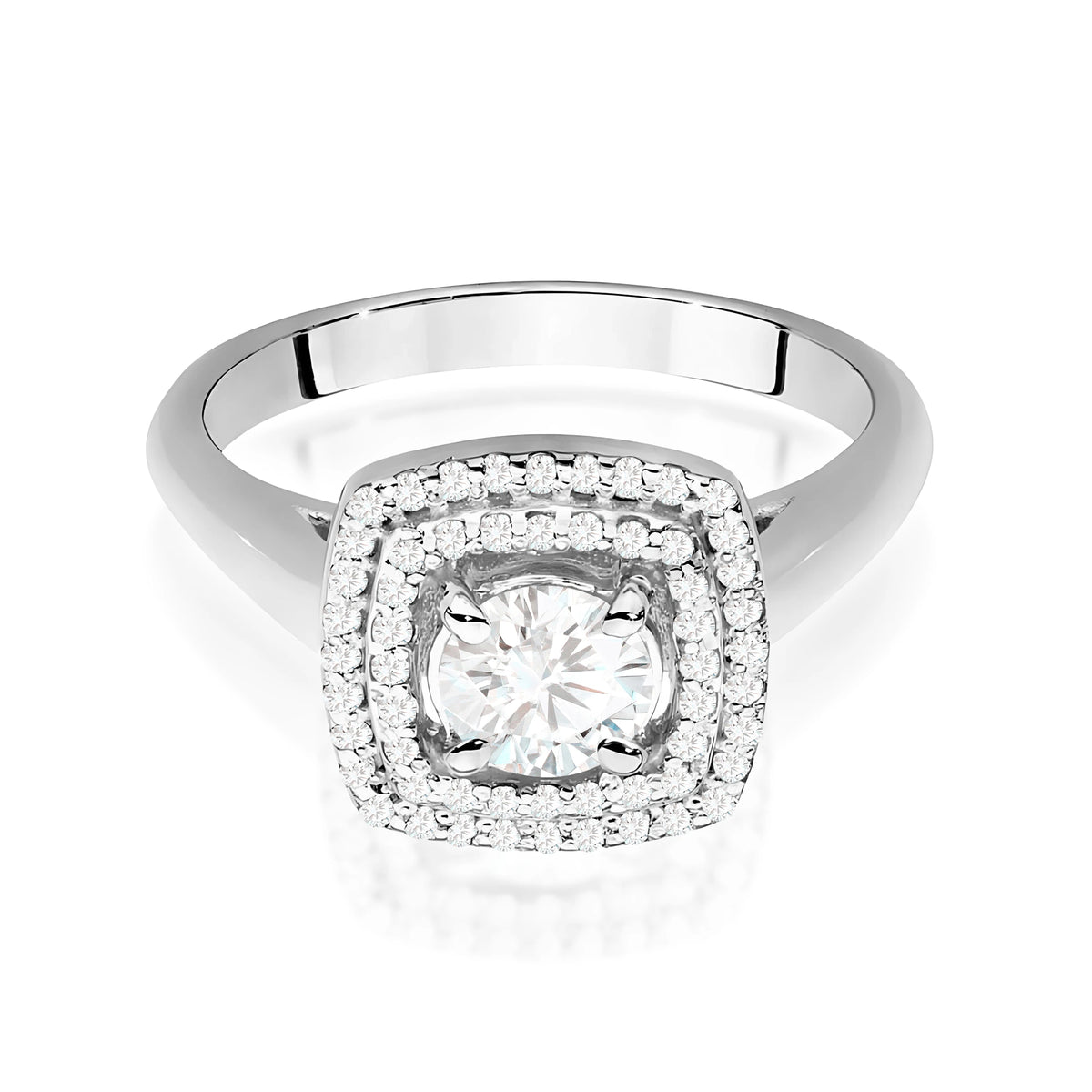 Prsteň z bieleho zlata s lab-grown diamantom 0,50 ct Round/Brilliant a 56 × 0,005 ct lab-grown diamantmi