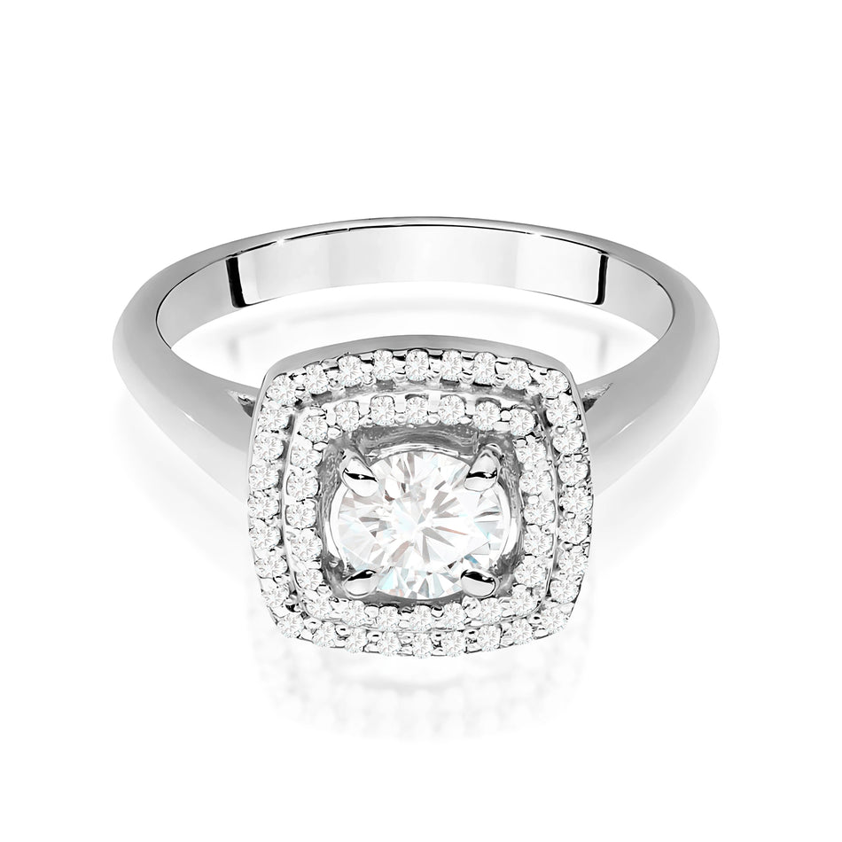 Prsteň z bieleho zlata s lab-grown diamantom 0,50 ct Round/Brilliant a 56 × 0,005 ct lab-grown diamantmi