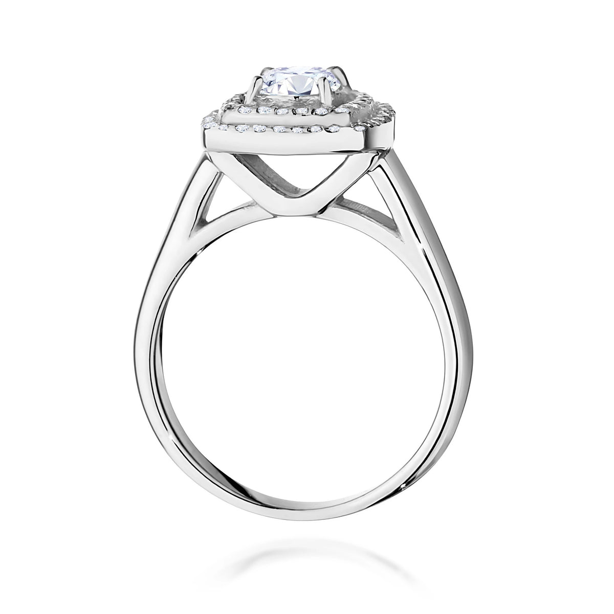 Prsteň z bieleho zlata s lab-grown diamantom 0,50 ct Round/Brilliant a 56 × 0,005 ct lab-grown diamantmi
