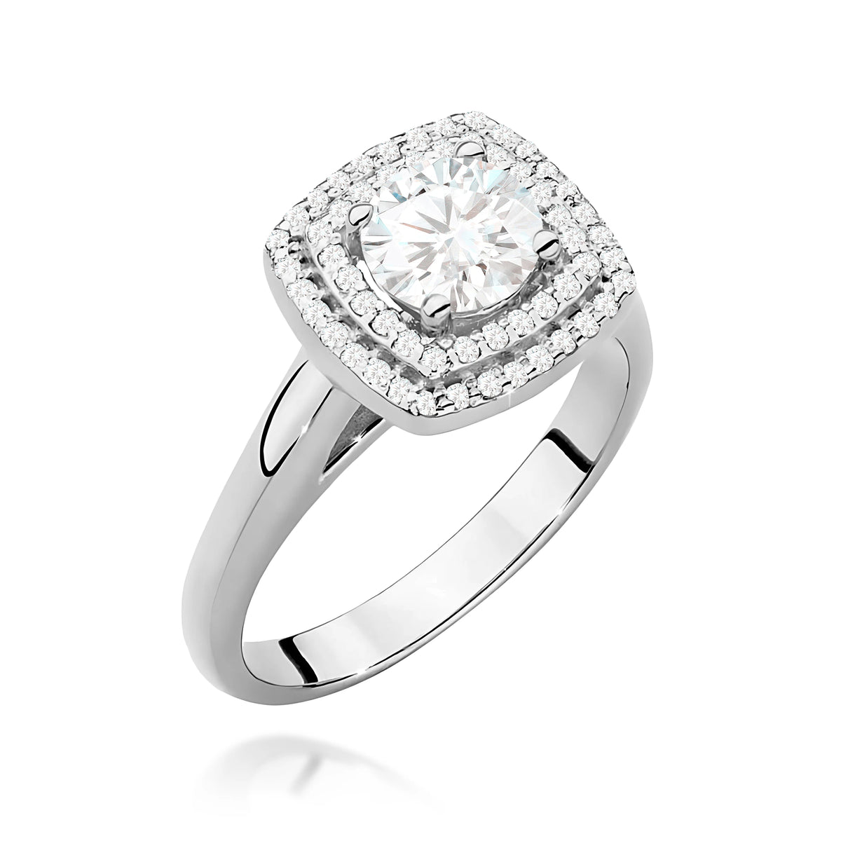 Prsteň z bieleho zlata s lab-grown diamantom 0,70 ct Round/Brilliant a 56 × 0,005 ct lab-grown diamantmi