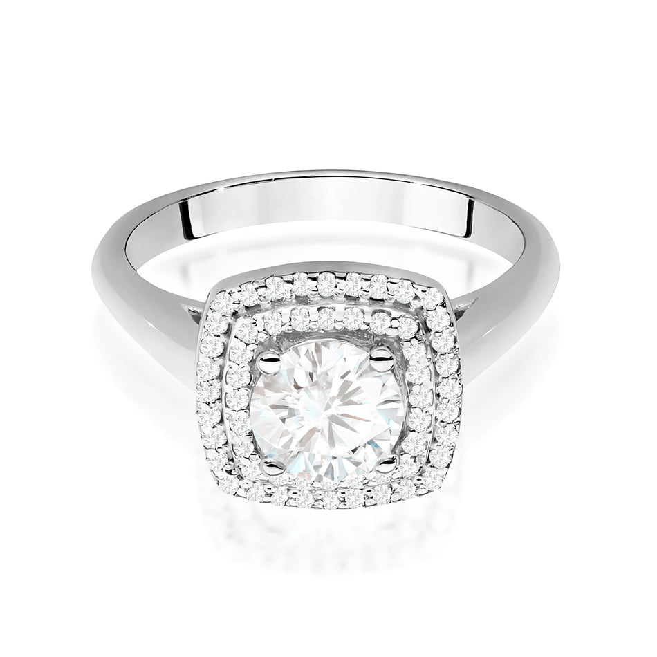 Prsteň z bieleho zlata s lab-grown diamantom 0,70 ct Round/Brilliant a 56 × 0,005 ct lab-grown diamantmi