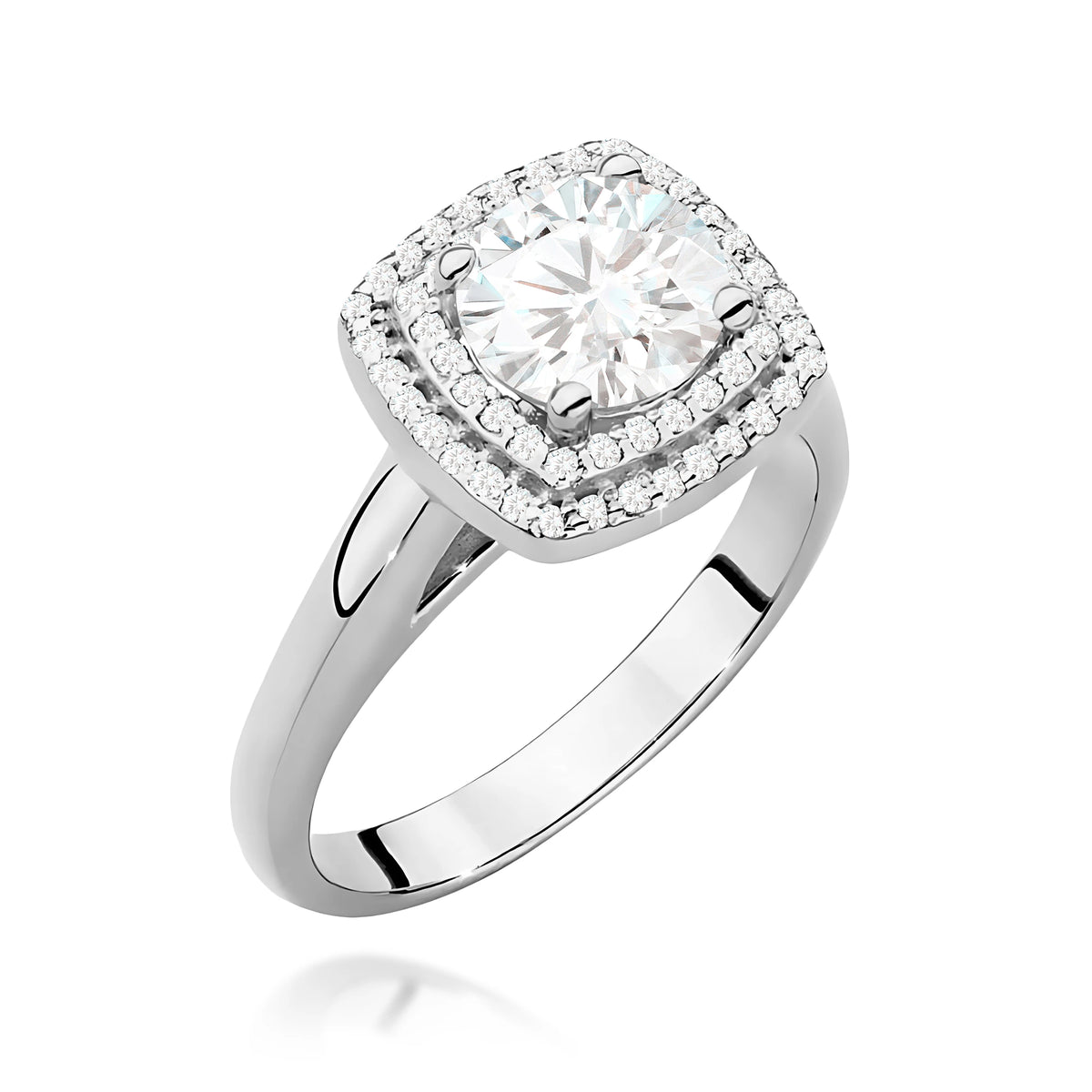 Prsteň z bieleho zlata s lab-grown diamantom 1,00 ct Round/Brilliant a 56 × 0,005 ct lab-grown diamantmi