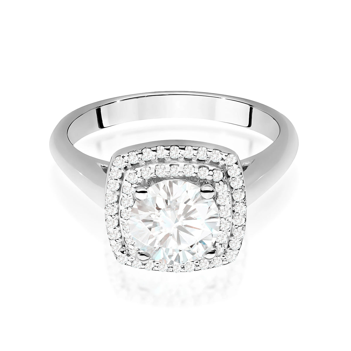 Prsteň z bieleho zlata s lab-grown diamantom 1,00 ct Round/Brilliant a 56 × 0,005 ct lab-grown diamantmi