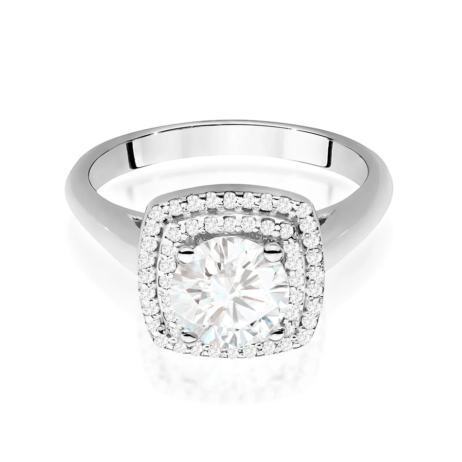 Prsteň z bieleho zlata s lab-grown diamantom 1,00 ct Round/Brilliant a 56 × 0,005 ct lab-grown diamantmi