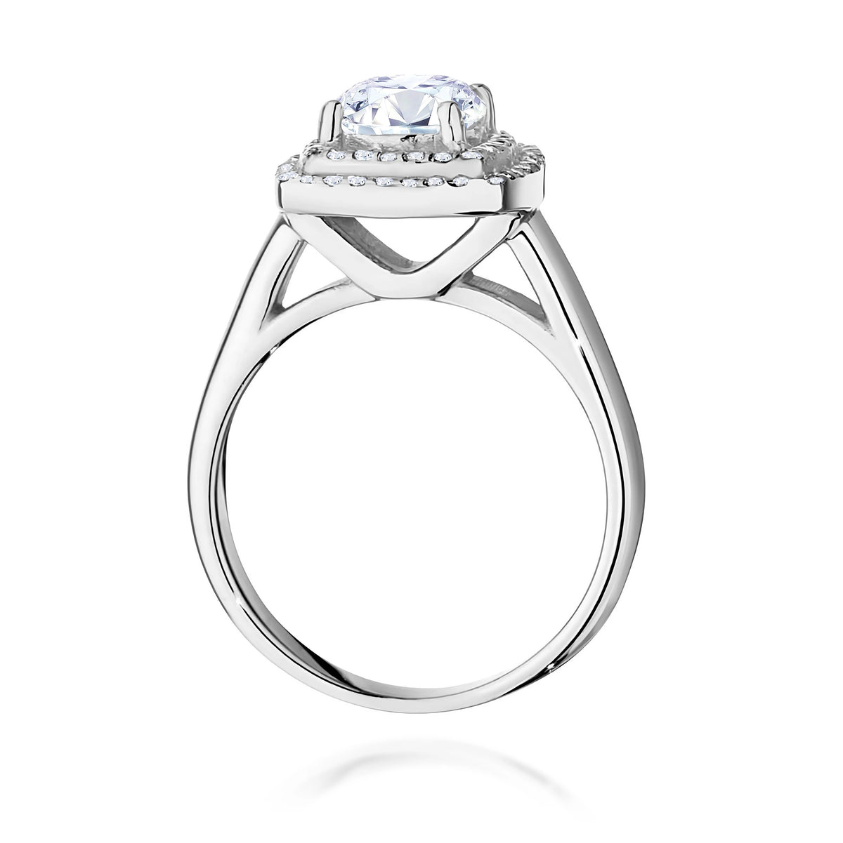 Prsteň z bieleho zlata s lab-grown diamantom 1,00 ct Round/Brilliant a 56 × 0,005 ct lab-grown diamantmi