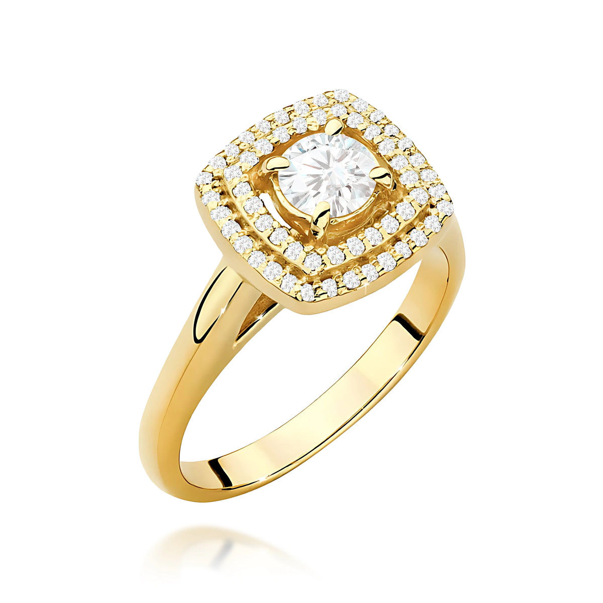 Prsteň zo žltého zlata s lab-grown diamantom 0,40 ct Round/Brilliant a 56 × 0,005 ct lab-grown diamantmi