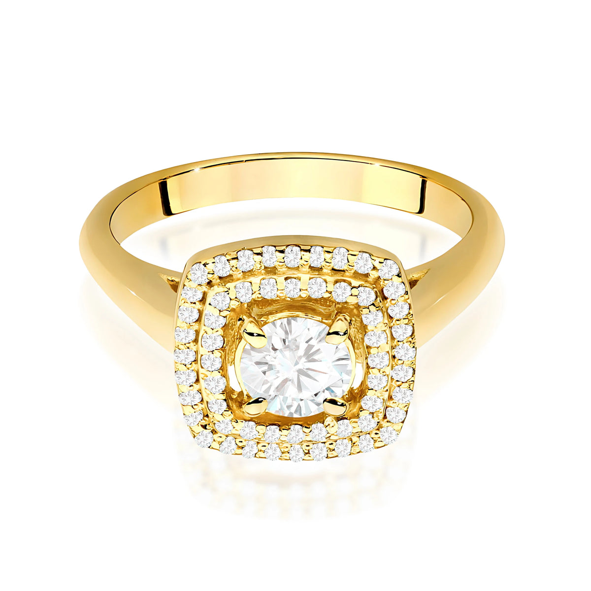 Prsteň zo žltého zlata s lab-grown diamantom 0,40 ct Round/Brilliant a 56 × 0,005 ct lab-grown diamantmi