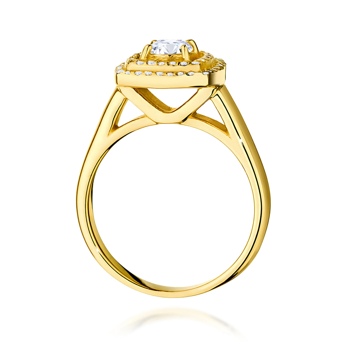 Prsteň zo žltého zlata s lab-grown diamantom 0,40 ct Round/Brilliant a 56 × 0,005 ct lab-grown diamantmi