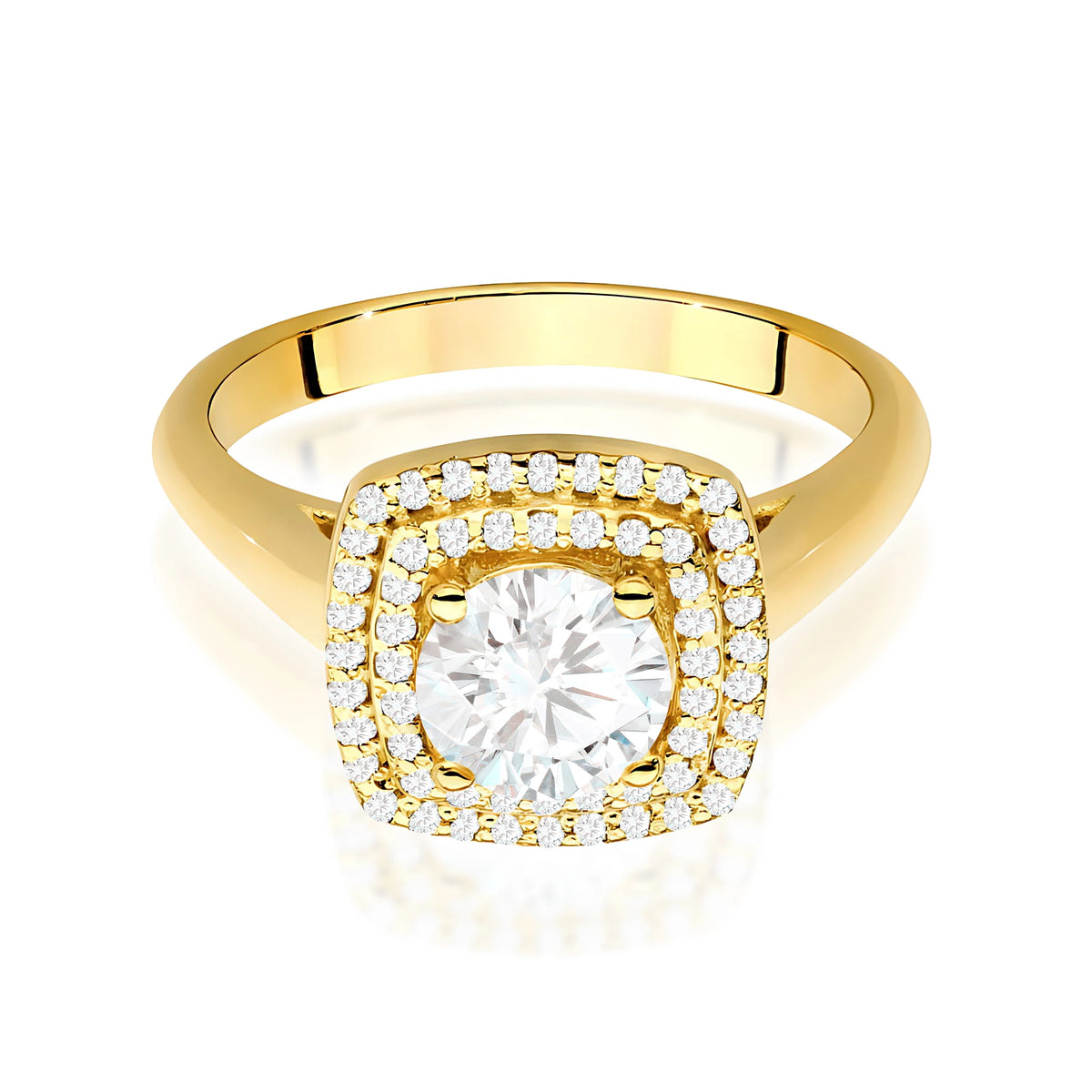 Prsteň zo žltého zlata s lab-grown diamantom 0,70 ct Round/Brilliant a 56 × 0,005 ct lab-grown diamantmi