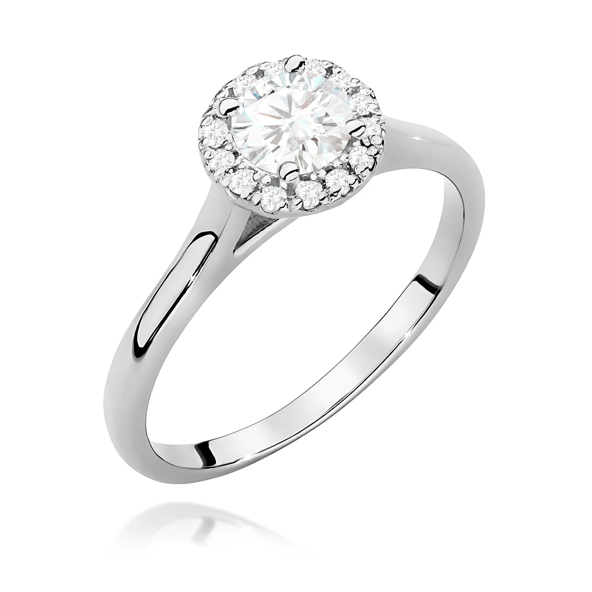 GREMARI White Gold engagement ring with Round 0.50 ct Central and 0.12 ct Sideline Lab-grown Diamonds