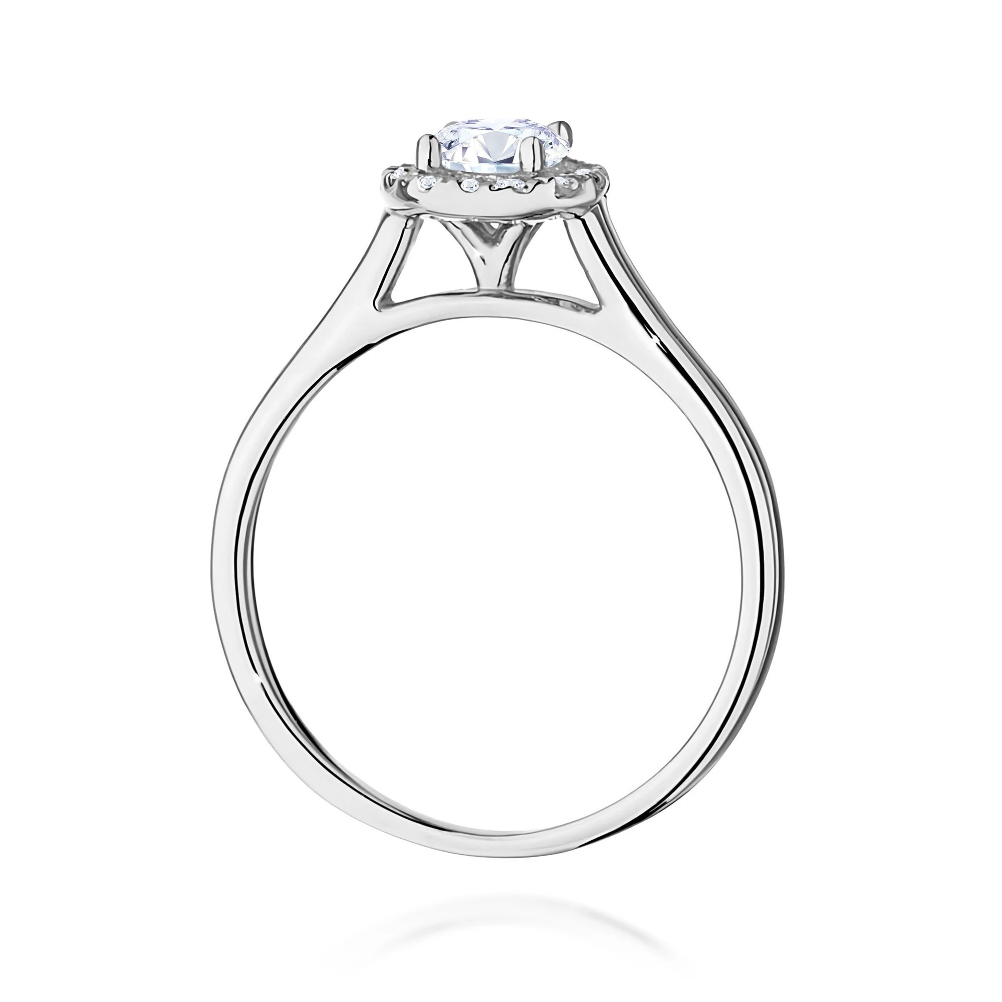 GREMARI 14K (585) White Gold engagement ring with Round 0.50 ct Central and 0.12 ct Sideline Lab-grown Diamonds