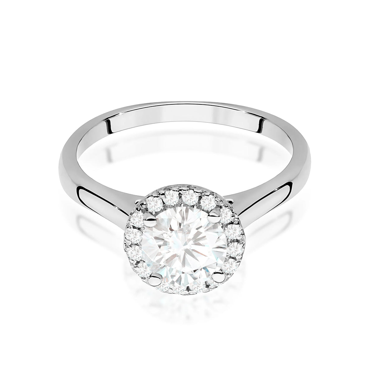 White Gold engagement ring with Round 0.70 ct Central and 0.138 ct Sideline Lab-grown Diamonds by GREMARI, 14K (585) gold