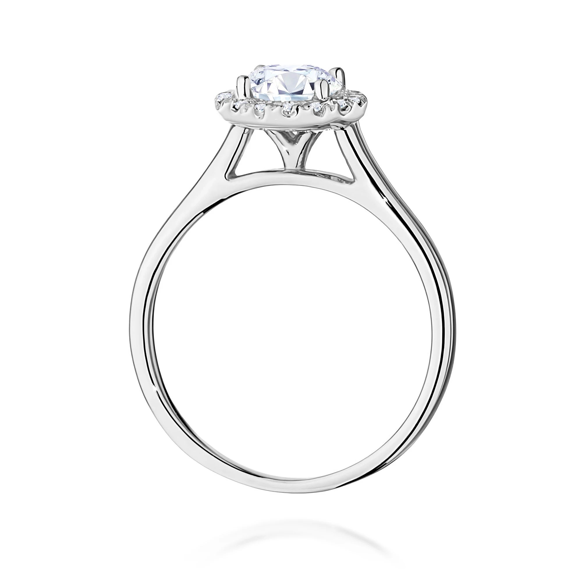 GREMARI 14K (585) White Gold engagement ring with Round 0.70 ct Central and 0.138 ct Sideline Lab-grown Diamonds