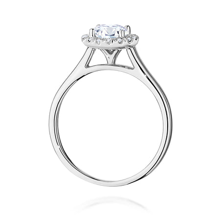 GREMARI 14K (585) White Gold engagement ring with Round 0.70 ct Central and 0.138 ct Sideline Lab-grown Diamonds