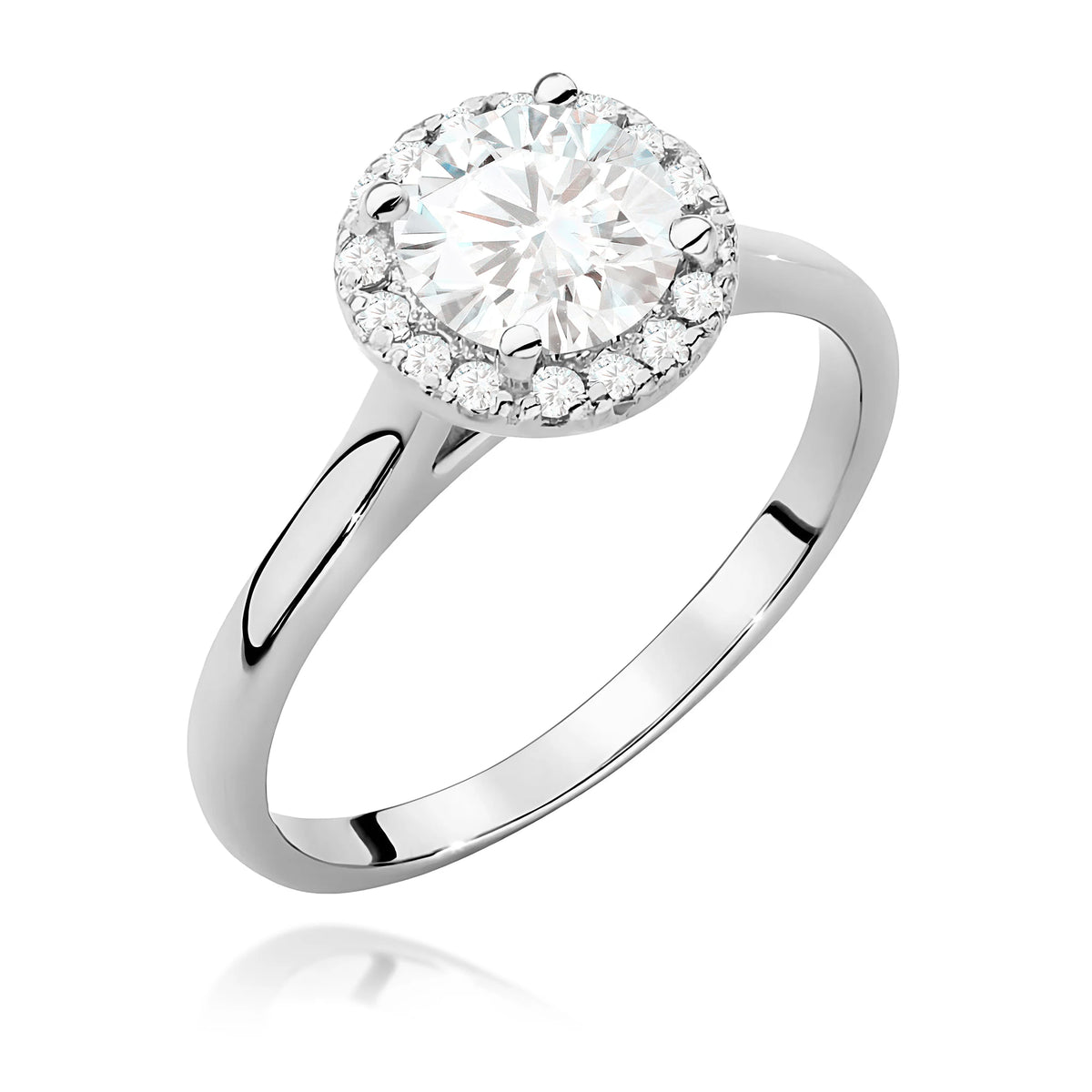 GREMARI White Gold engagement ring with Round 1.00 ct Central and 0.138 ct Sideline Lab-grown Diamonds