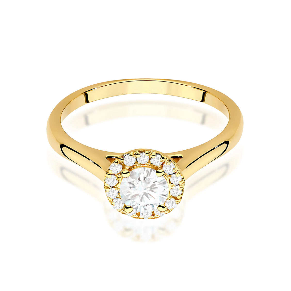 Yellow Gold engagement ring with Round 0.40 ct Central and 0.12 ct Sideline Lab-grown Diamonds by GREMARI, 14K (585) gold