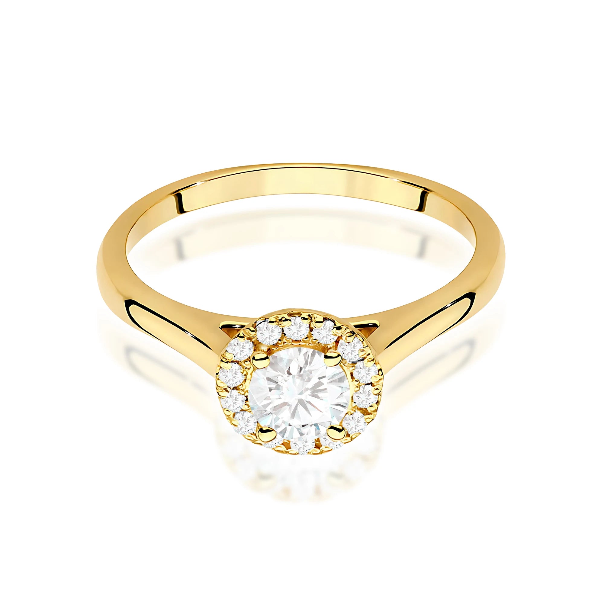 Yellow Gold engagement ring with Round 0.40 ct Central and 0.12 ct Sideline Lab-grown Diamonds by GREMARI, 14K (585) gold