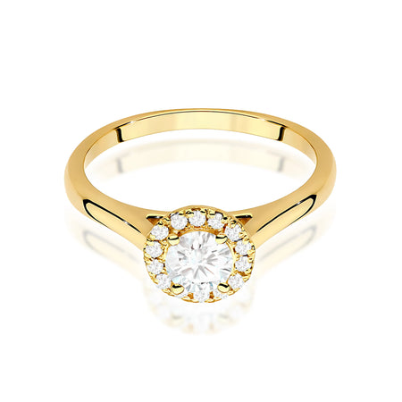 Yellow Gold engagement ring with Round 0.40 ct Central and 0.12 ct Sideline Lab-grown Diamonds by GREMARI, 14K (585) gold