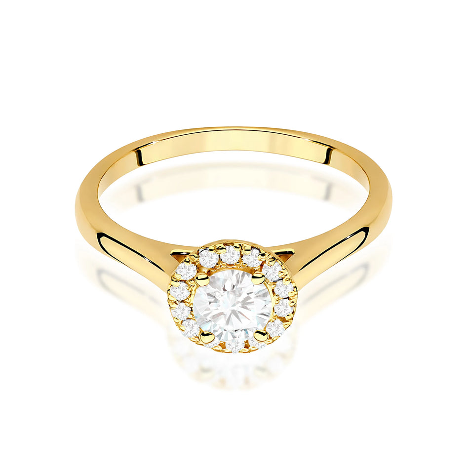Yellow Gold engagement ring with Round 0.40 ct Central and 0.12 ct Sideline Lab-grown Diamonds by GREMARI, 14K (585) gold
