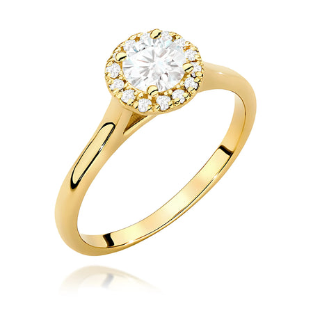 GREMARI Yellow Gold engagement ring with Round 0.50 ct Central and 0.12 ct Sideline Lab-grown Diamonds