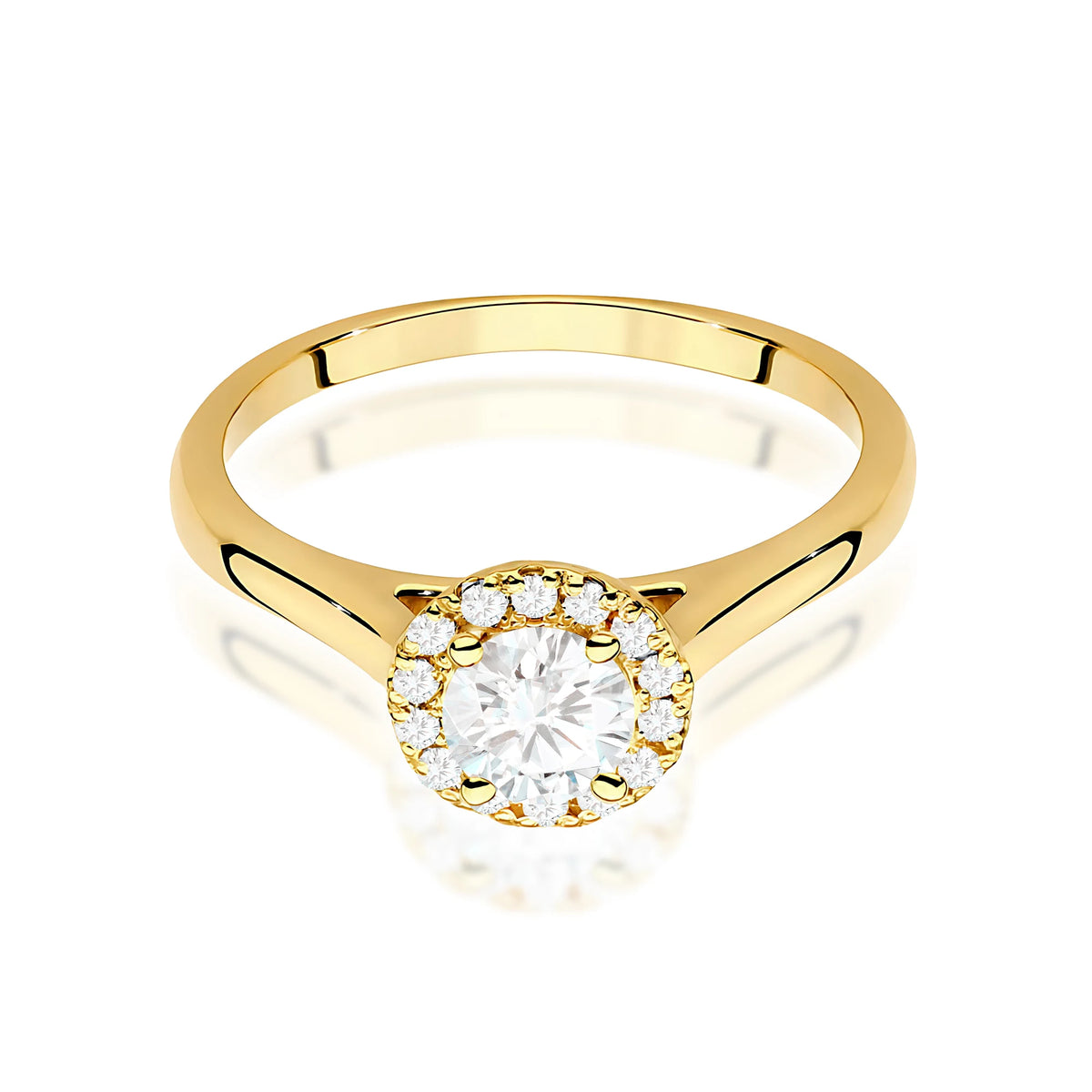 Yellow Gold engagement ring with Round 0.50 ct Central and 0.12 ct Sideline Lab-grown Diamonds by GREMARI, 14K (585) gold