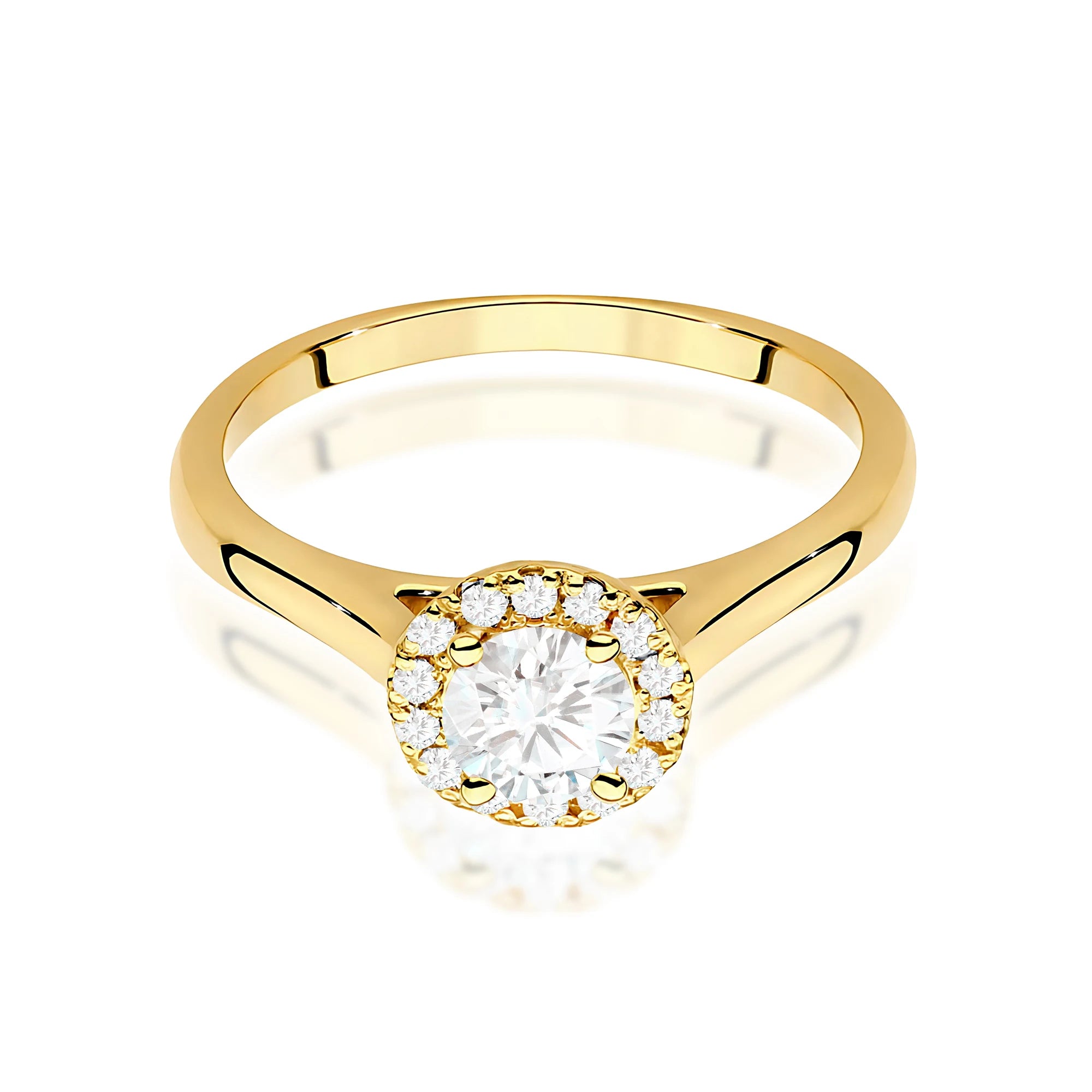 Yellow Gold engagement ring with Round 0.50 ct Central and 0.12 ct Sideline Lab-grown Diamonds by GREMARI, 14K (585) gold